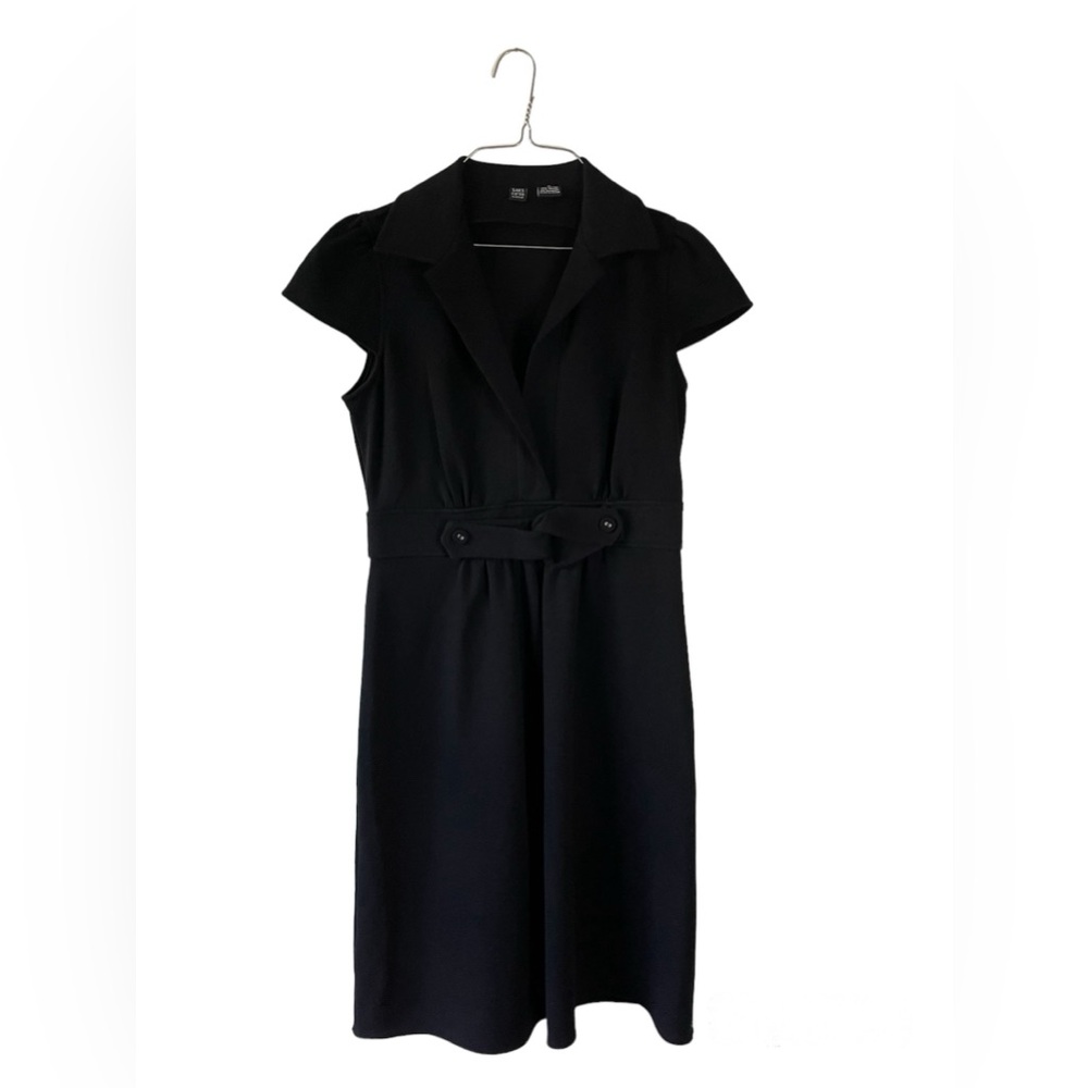 SAKS FIFTH AVENUE Black Cap Sleeves Ponte Dress